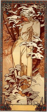 1897 年冬パネル チェコ アール ヌーボー独特のアルフォンス ミュシャ Oil Paintings